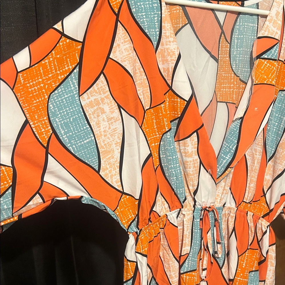 Vibrant Orange and Blue Patterned Dress